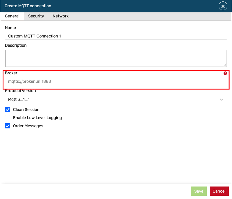 Create custom MQTT connection