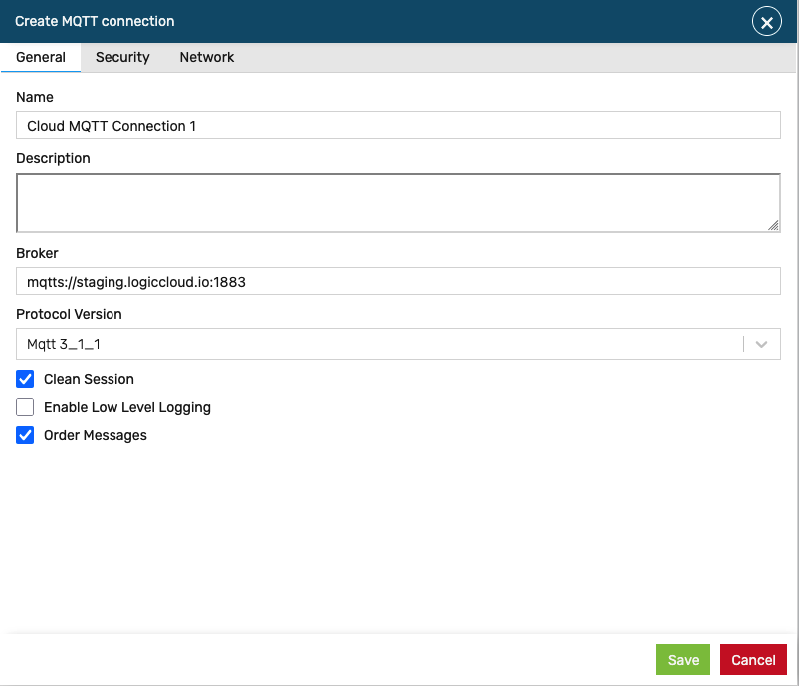 Create logiccloud MQTT connection